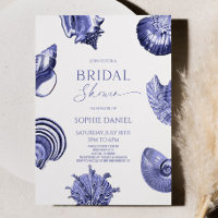 Elegante Ocean Blue Seashells Bridal Shower