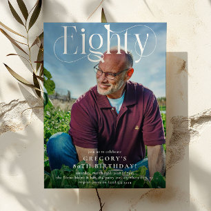 Invitación Elegante OCHENTA Foto 30 Fiesta de cumpleaños