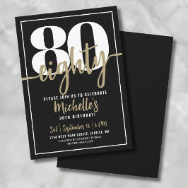 Invitación Elegante Ochenta Oro 80 cumpleaños