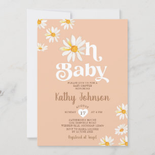 Invitación Elegante Oh bebé Daisy Flowers Boho Baby Shower