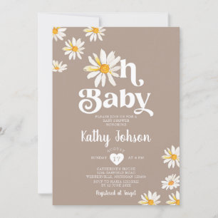 Invitación Elegante Oh bebé Daisy Flowers Boho Baby Shower