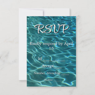 Invitación Elegante olas de océano azul verde azulado RSVP
