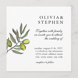 Invitación Elegante oliva. Boda clásico tradicional