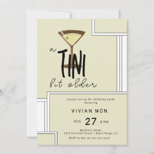 Invitación Elegante olivo Martini un poco más viejo cumpleaño
