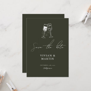 Invitación Elegante olivo verde guardar la fecha