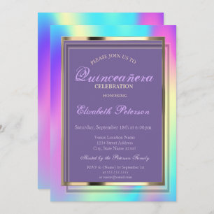 Invitación Elegante Ombre Holográfico Quinceañera