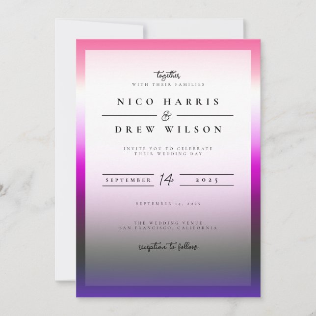 Invitación Elegante Orgullo de Género Fluido Boda  (Anverso)