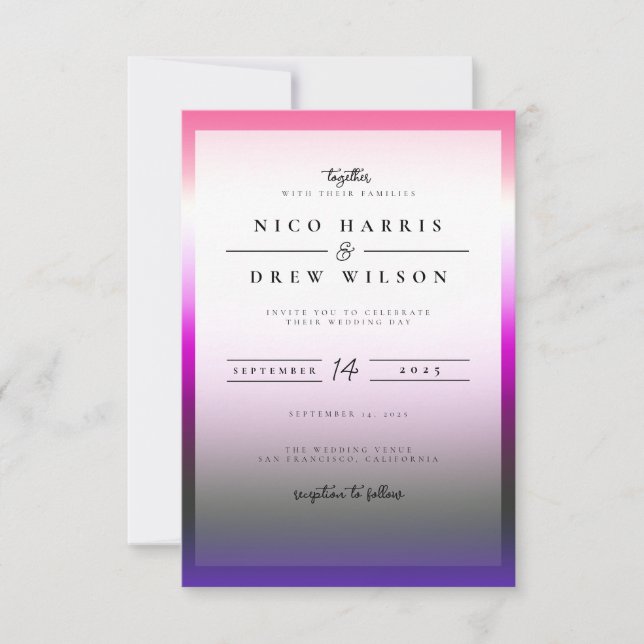 Invitación Elegante Orgullo de Género Fluido Boda  (Anverso)