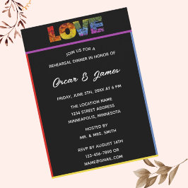 Invitación Elegante Orgullo Negro Backdrop LOVE Test