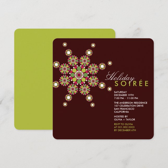 Invitación Elegante Ornament Star Holiday Soiree Fiesta Invit (Anverso / Reverso)