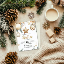 Elegante Ornamentos de Oro Fiesta de Navidades de 