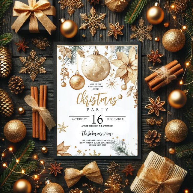Invitación Elegante Ornamentos de Oro Fiesta de Navidades de  (Subido por el creador)