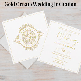 Invitación Elegante Ornate Blanco BODA Clásico I