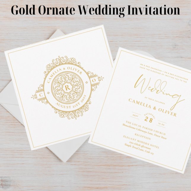 Invitación Elegante Ornate Blanco BODA Clásico I (Subido por el creador)