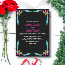 Elegante Ornate Brillante Negro Moderno Boda Flora