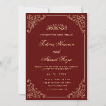 Elegante Ornate Burgundy Gold Script Boda musulmán
