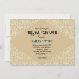 Invitación Elegante Ornate Damask Script Classic Bridal Showe