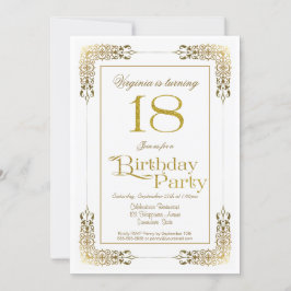 Invitación Elegante Ornate Gold Lace 18ª fiesta de cumpleaños