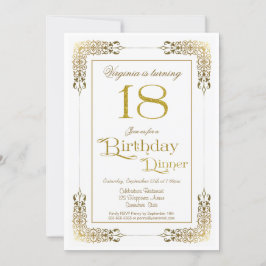 Invitación Elegante ornate Gold Lace 18º cumpleaños cena