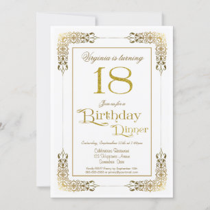 Invitación Elegante ornate Gold Lace 18º cumpleaños cena