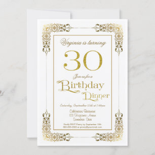 Invitación Elegante ornate Gold Lace 30 cumpleaños cena