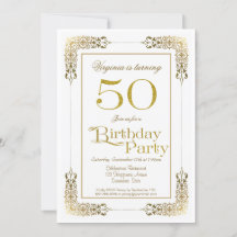 Elegante Ornate Gold Lace 50 cumpleaños