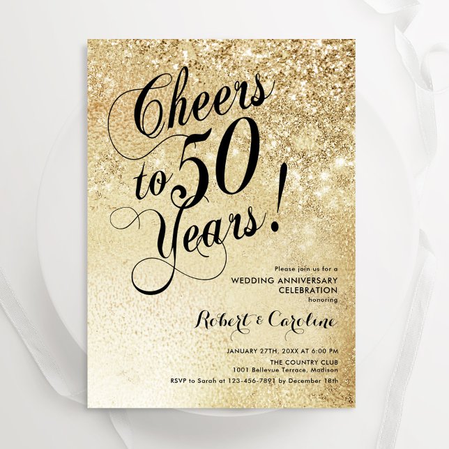 Invitación Elegante Oro 50 Aniversario (Subido por el creador)