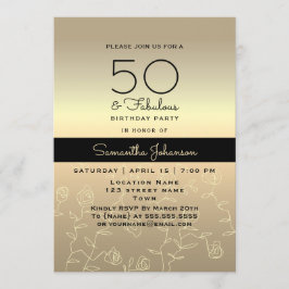 Invitación Elegante Oro 50 cumpleaños