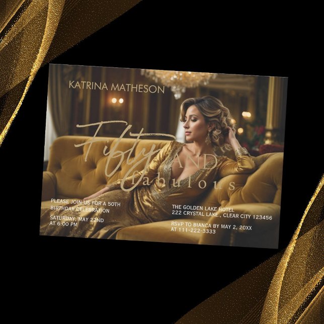 Invitación Elegante Oro 50 y fabuloso cumpleaños 50 (Subido por el creador)
