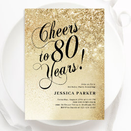 Invitación Elegante Oro 80 cumpleaños
