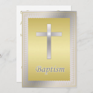 Invitación Elegante Oro Baptismo Transfronterizo Christening