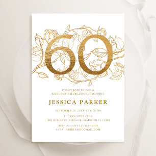 Invitación Elegante Oro Blanco 60 cumpleaños