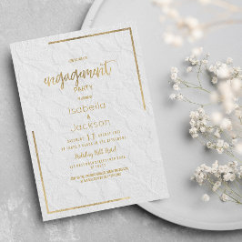 Invitación Elegante oro blanco francés encaje floral Engageme