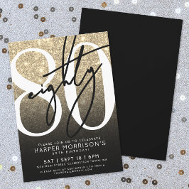Invitación Elegante Oro Cumpleaños 80