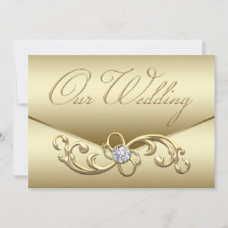 Invitación Elegante oro diamante remolino oro boda