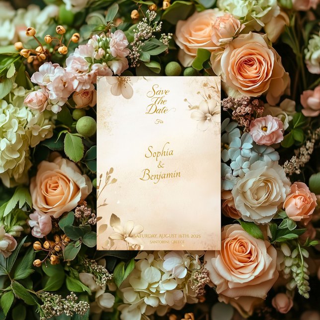 Invitación Elegante oro floral Salve los detalles del Persona (Subido por el creador)