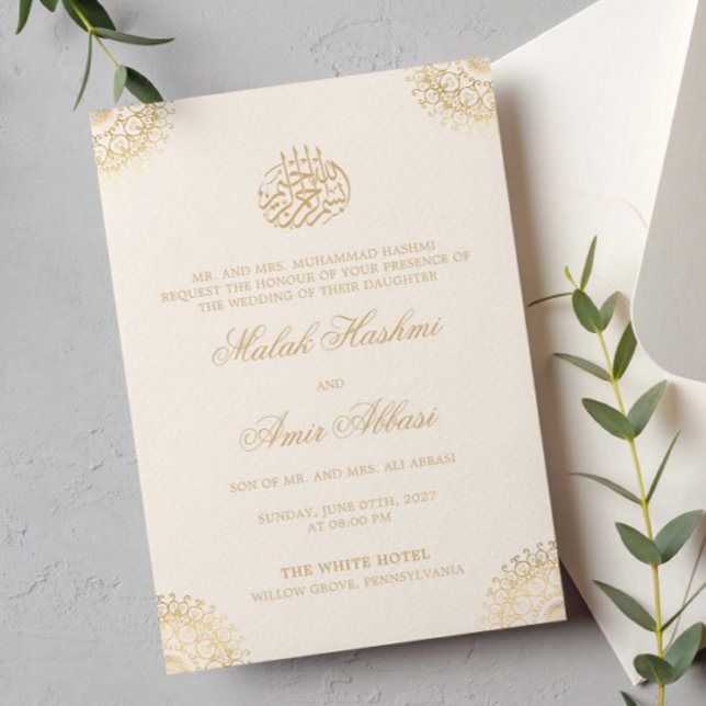 Invitación Elegante oro Mandala Cream boda musulmán islámico (Subido por el creador)