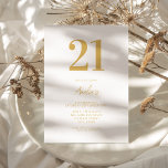 Invitación Elegante oro moderno 21 cumpleaños<br><div class="desc">Una sencilla y moderna invitación de 21 años con una tipografía elegante y un diseño minimalista de color dorado.</div>