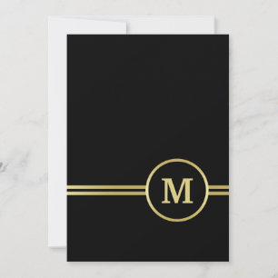 Invitación Elegante oro Monograma personalizado sobre negro