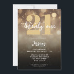 Invitación Elegante oro negro 21 cumpleaños<br><div class="desc">Una invitación moderna de 21 años con una tipografía caligráfica elegante y un diseño minimalista de color negro y dorado.</div>
