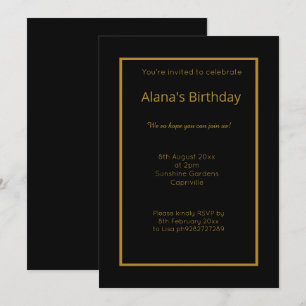 INVITACIÓN ELEGANTE ORO NEGRO MODERNO SIMPLE TODA OCASIÓN