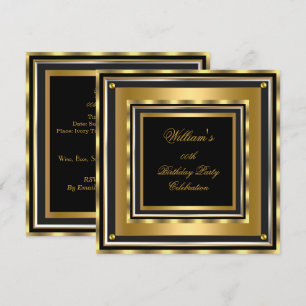 Invitación Elegante Oro Plata Cumpleaños Fiesta Hombres