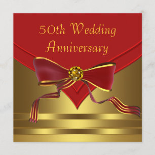 Invitación Elegante Oro Rojo 50 Aniversario del Boda Dorado