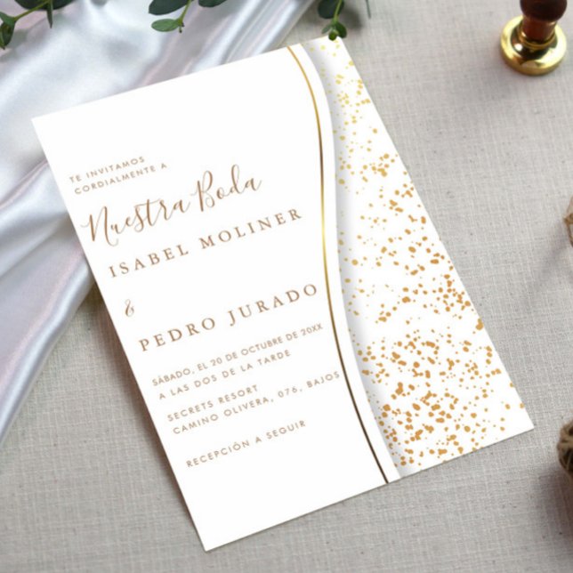 Invitación Elegante Oro Romántico Nuestra Boda Boda Español (Subido por el creador)