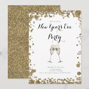 Invitación Elegante oro secuestra Año Nuevo
