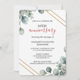 Invitación Elegante oro simple 50° aniversario Boda