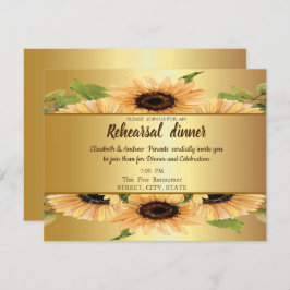 Invitación Elegante oro, Sunflowers Cena de Ensayos