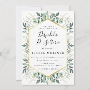 Invitación Elegante Oro Verde Deja Ducha Bridal Española
