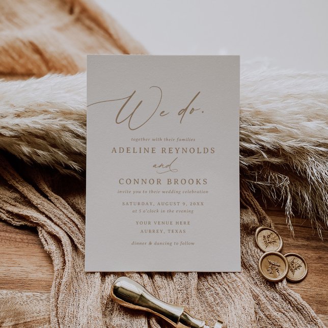 Invitación Elegante oro y caligrafía de marfil hacemos Boda (Subido por el creador)