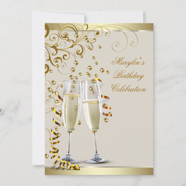 Invitación Elegante oro y Crema de Marfil (Anverso)